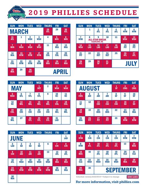 Phillies Printable Schedule