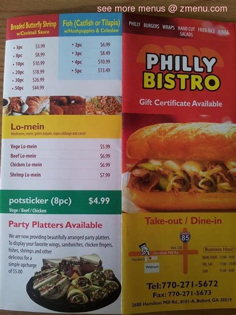 Philly Bistro menu - Buford GA 30519 - (770) 271-5672