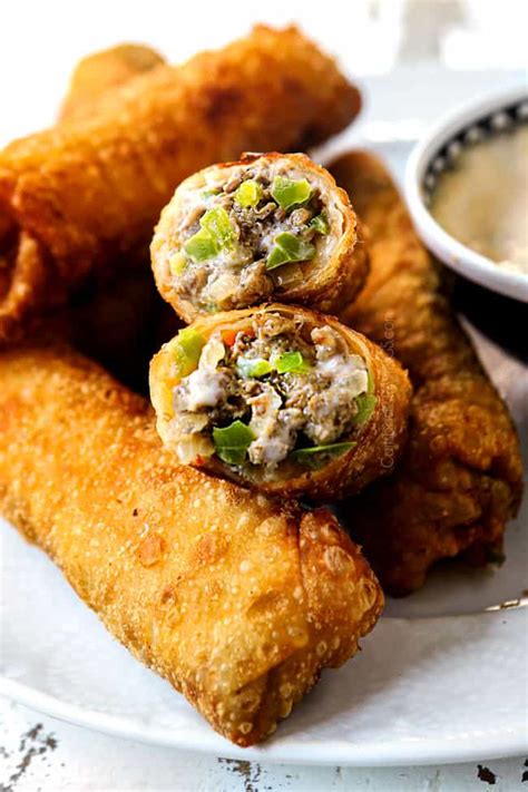 Philly Cheesesteak Egg Rolls + HOW TO MAKE VIDEO! (Baked or Fried)