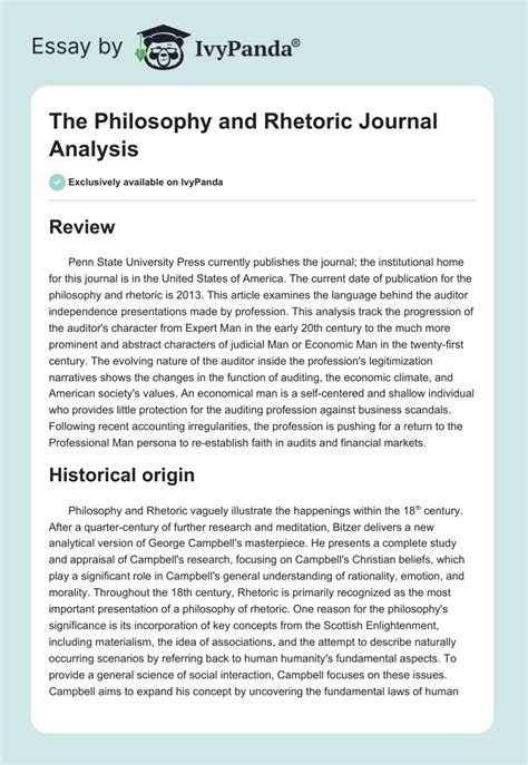 Philosophy And Rhetoric Journa