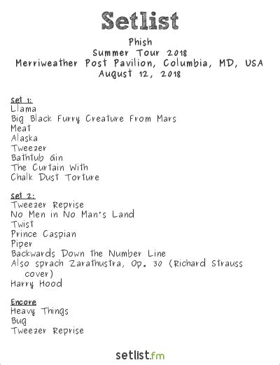 2022-04-22 12:01 am, attached to 2022-04-21 Review by Landy. ... I'm still not sure which night was my personal favorite among 4/21-4/23, but just reading the setlist for N2, it's clear Phish was out to please. Set 1 covers a lot of ground: some well-played but standard fan favorites in Suzy, 46 Days, and Plasma; a couple meaty jams out of .... 