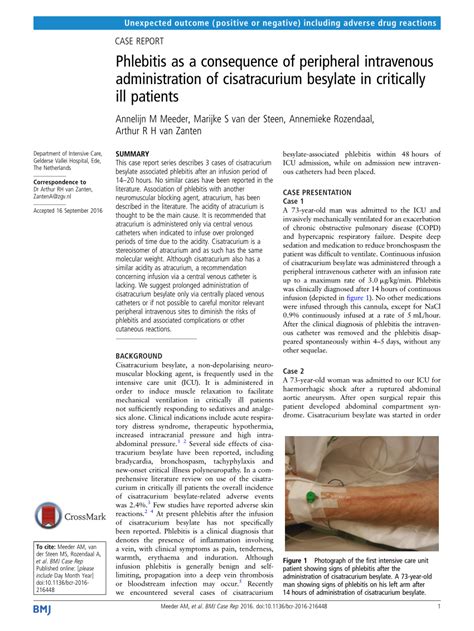 Phlebitis as a consequence of peripheral intravenous administration of