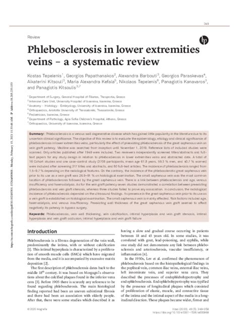 Phlebosclerosis in lower extremities veins - a systematic review