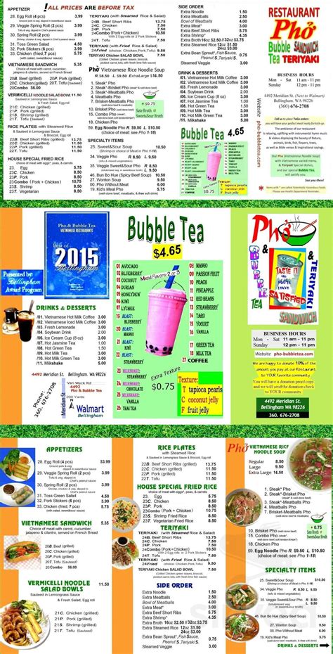 Pho Bubble Tea in Bellingham - Restaurant menu and reviews