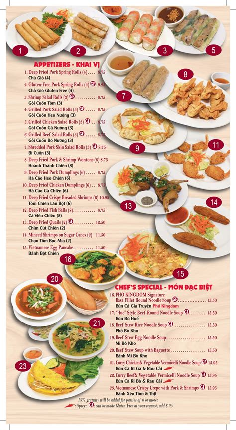 Pho Menu