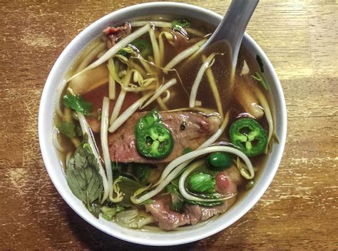Beef Pho (phở bò): ½ pound sirloin steak, flank steak or brisket, sliced very thinly and seasoned with salt and pepper.Chicken Pho (phở gà): Slice 1-2 boneless, skinless breasts into very thin pieces, against the grain.Season with salt and pepper. Pork Pho: Season a 1 lb pork tenderloin with salt and pepper and sear in a little bit of oil in a very hot pan until browned on all sides .... 