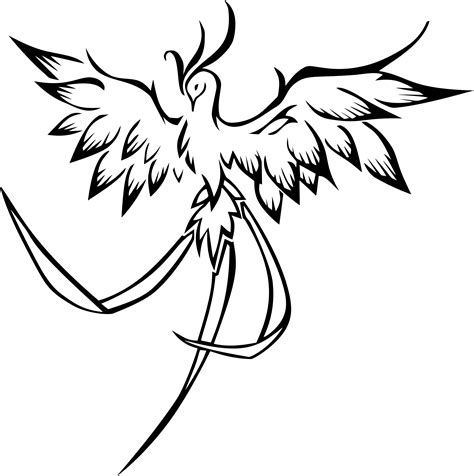 Phoenix Drawings Black And White Clipart - Pngtree