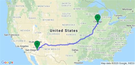 The most direct route from Phoenix to Chicago is via Interstate 40 and Interstate 55. This route covers a total distance of approximately 1,750 miles and can be completed in around 25 hours of driving time, depending on traffic conditions and the number of stops you make along the way. This route takes you through several states, including ...