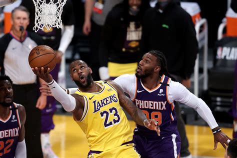 Lakers’ winning streak against Suns comes crashing down in blowout loss. LeBron James is fouled by Phoenix Suns forward Josh Okogie in the first half of the Lakers’ 127-109 loss Thursday night ...
