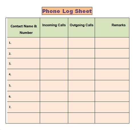 Phone Contact Log Template Classles Democracy
