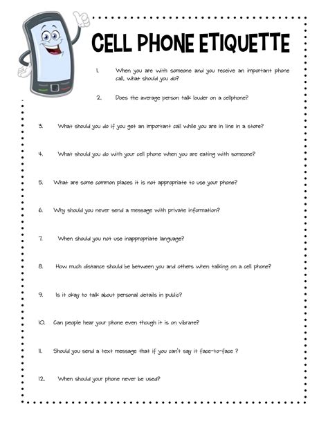 Phone Manners Worksheets - Learny Kids