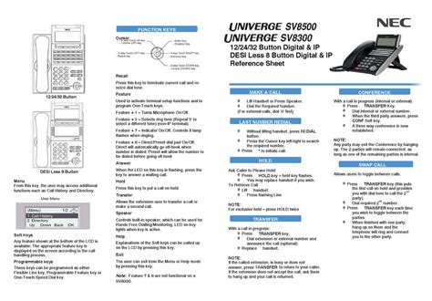 Phone Nec Guide User
