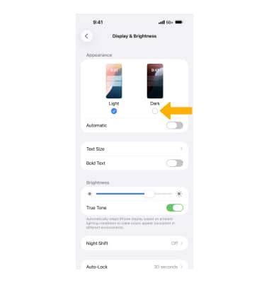 Phone brightness.  To automatically transition iPhone appearance between light and ...