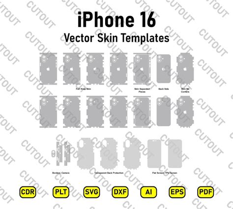Phone skin cut files free.  Ready Vector Skin Cut File Templates For iPhone 16 Series +...