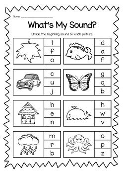 Phonics Printable Worksheet Bundle Beginning Sounds And