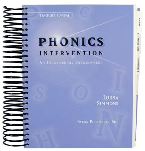 Phonics intervention an incremental development teachers manual. - Guida allo studio dei disturbi psicologicipsychological disorders study guide.