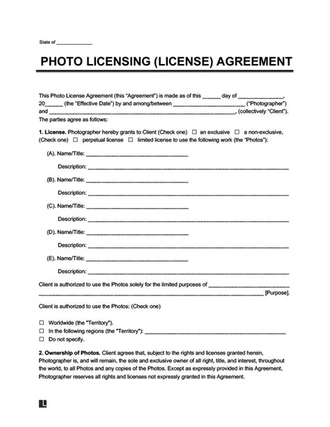 Photo Licensing Agreement Form Create a Photo License in Minutes!