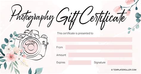 Photo Session Gift Certificate Template