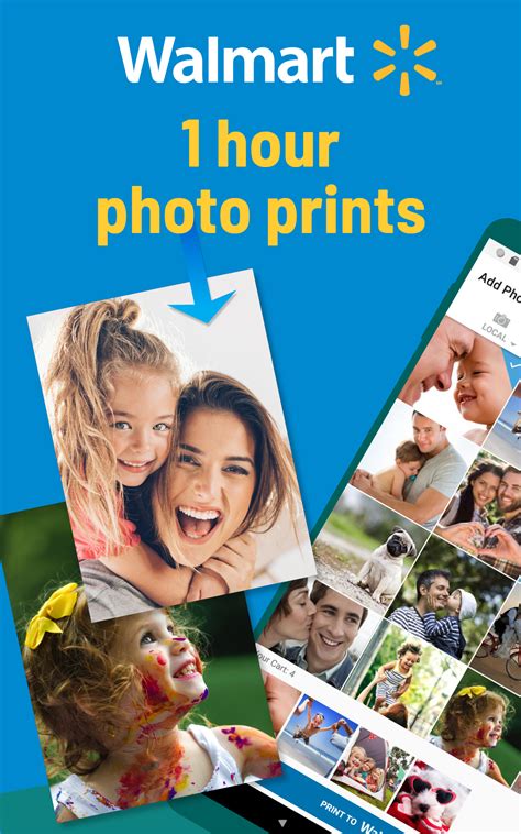 The Walmart Photo Prints app allows users to order photo prints and gifts directly from their phone and pick them up at a Walmart Digital Photo Center. The app offers low prices, high-quality prints, and 1-hour pickup. Users can print from various social media platforms and file-sharing services, including Instagram, Facebook, Dropbox, Twitter .... 