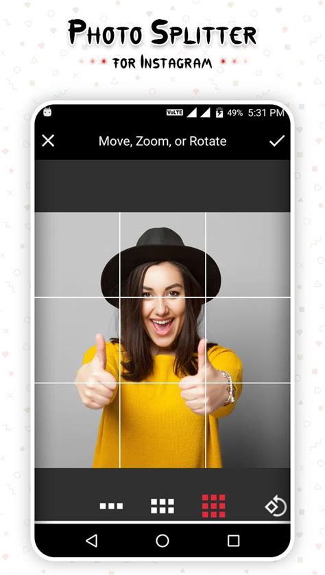 PhotoSplit is the original and the most popular app to split your photos to grid and post them directly to Instagram. PhotoSplit lets you slice any picture into a 1x2, 1x3, 2x3, 3x3, 4x3 & 5x3 grid while keeping it in high resolution. It then quickly lets you post the split images to Instagram to show it as one big photo on your profile.. 
