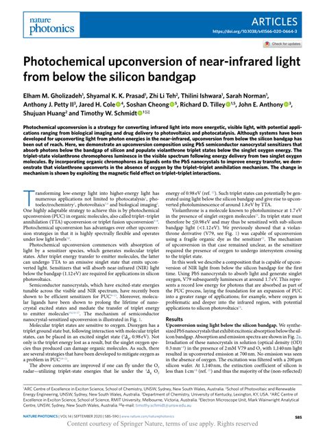 Photochemical upconversion of near-infrared light from …