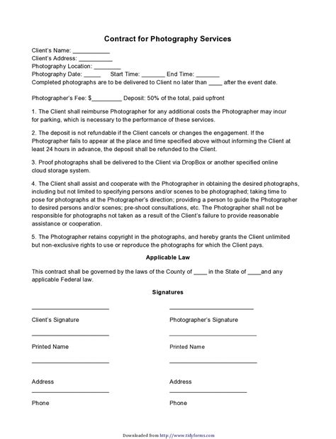 Photographer Agreement Template