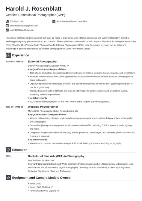 Photographer CV—Examples and 25+ Writing Tips