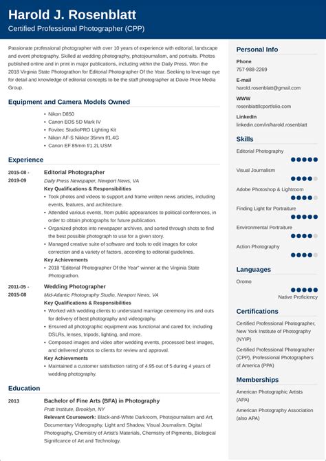 Photographer Resume—Examples and 25+ Writing Tips