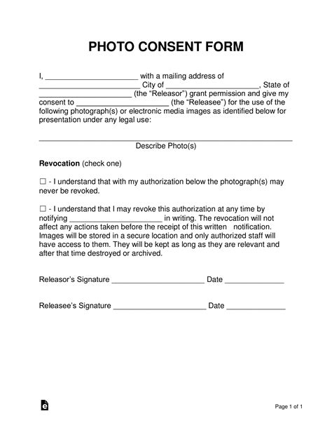 Photography Consent Form Sample Forms