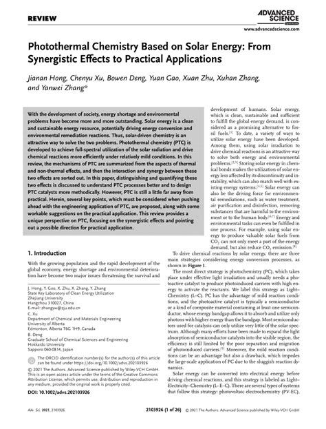 Photothermal Chemistry Based on Solar Energy: From