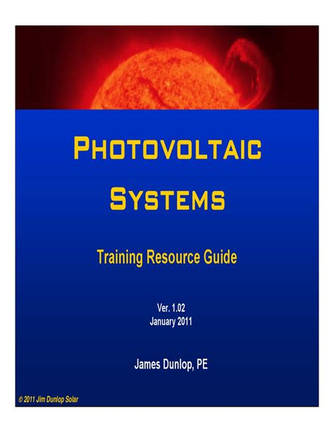 Photovoltaic systems training resource guide jim dunlop. - Bmw d7 taller servicio reparacion manuales.