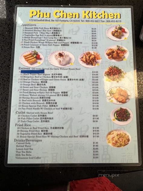Phu chen kitchen menu. 