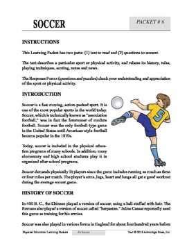 Physical Education Learning Packets Answers Key