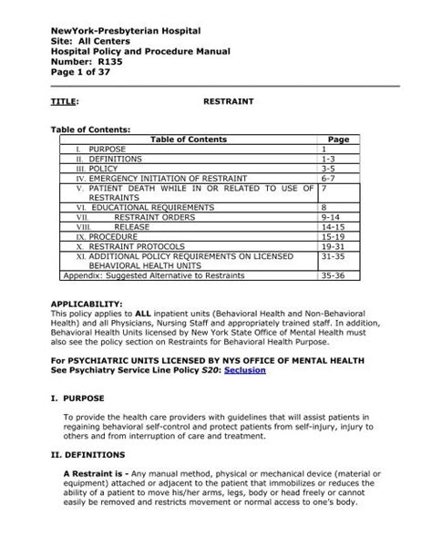 Physical Interventions (Restraints) Policy and Procedure