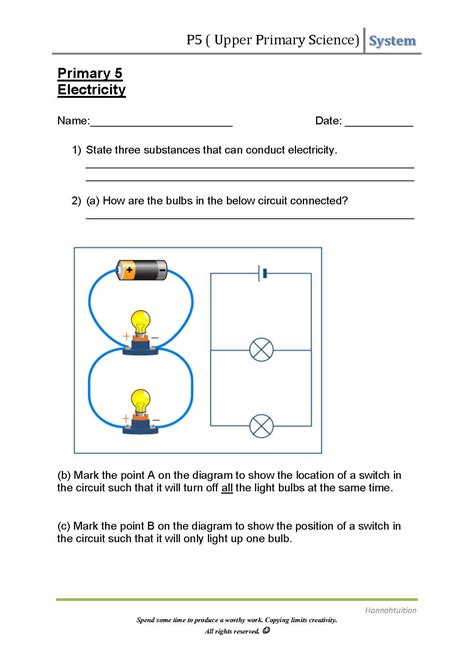 Physical Science Electricity Circuits Worksheet