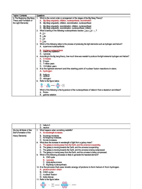 Physical Science Exam Answers