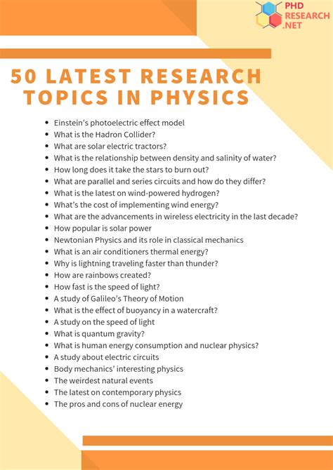 Physical Science Research Paper Topics