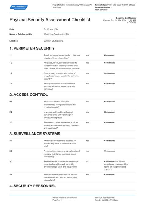 Physical Security Checklist Template Fresh 27 Of Network Security