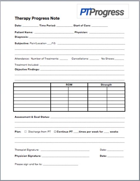 Physical Therapy Progress Note Template