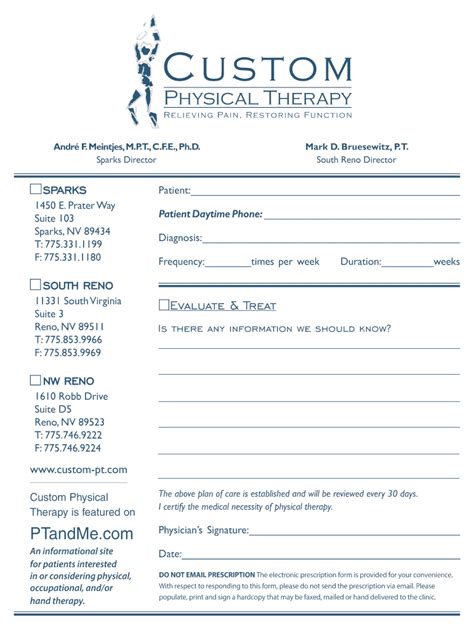 Physical Therapy Script Template Fill Out and Sign Printable PDF