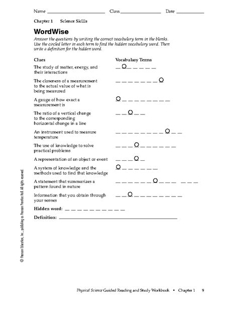 Physical Wordwise 11 Science Chapter