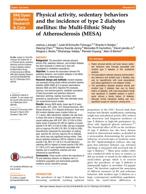 Physical activity, sedentary behaviors and the incidence of type 2 ...