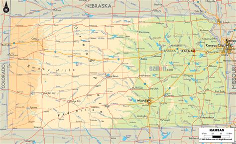 Physical map of kansas. Satellite map. Satellite map shows the Earth's surface as it really looks like. The above map is based on satellite images taken on July 2004. This satellite map of Kansas is meant for illustration purposes only. For more detailed maps based on newer satellite and aerial images switch to a detailed map view. 