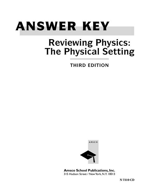 Physical Setting Physics Answer Key Let's Revie