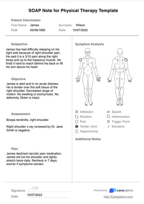 Physical therapy soap Notes Template Latter Example Template