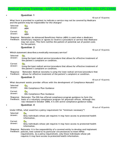 Physician Coding Training AAPC CPC Final Exam Test Bank all Chapters