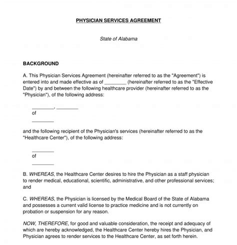 Physician Service Agreement Template Classles Democracy