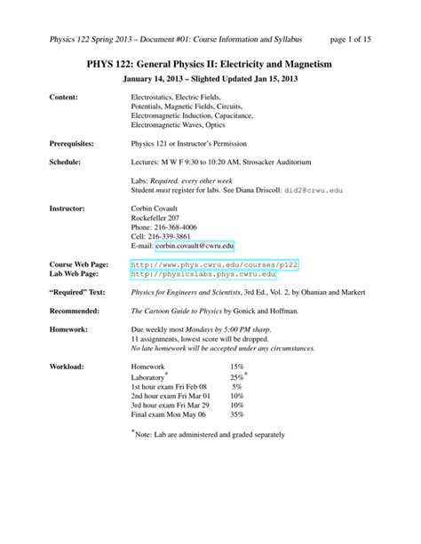 Physics 122 njit.  Syllabus for Physics 122.  PHYSICS COMMON & FINAL EXAM STUDY MATER...