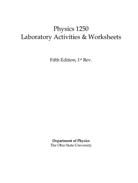 Physics 1250 Laboratory Activities & Worksheets - Ohio State …