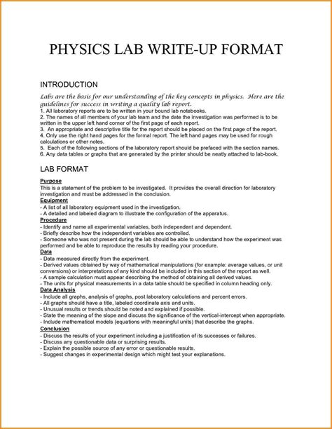 Physics Lab Report Format in 2020 Lab report template, Lab report